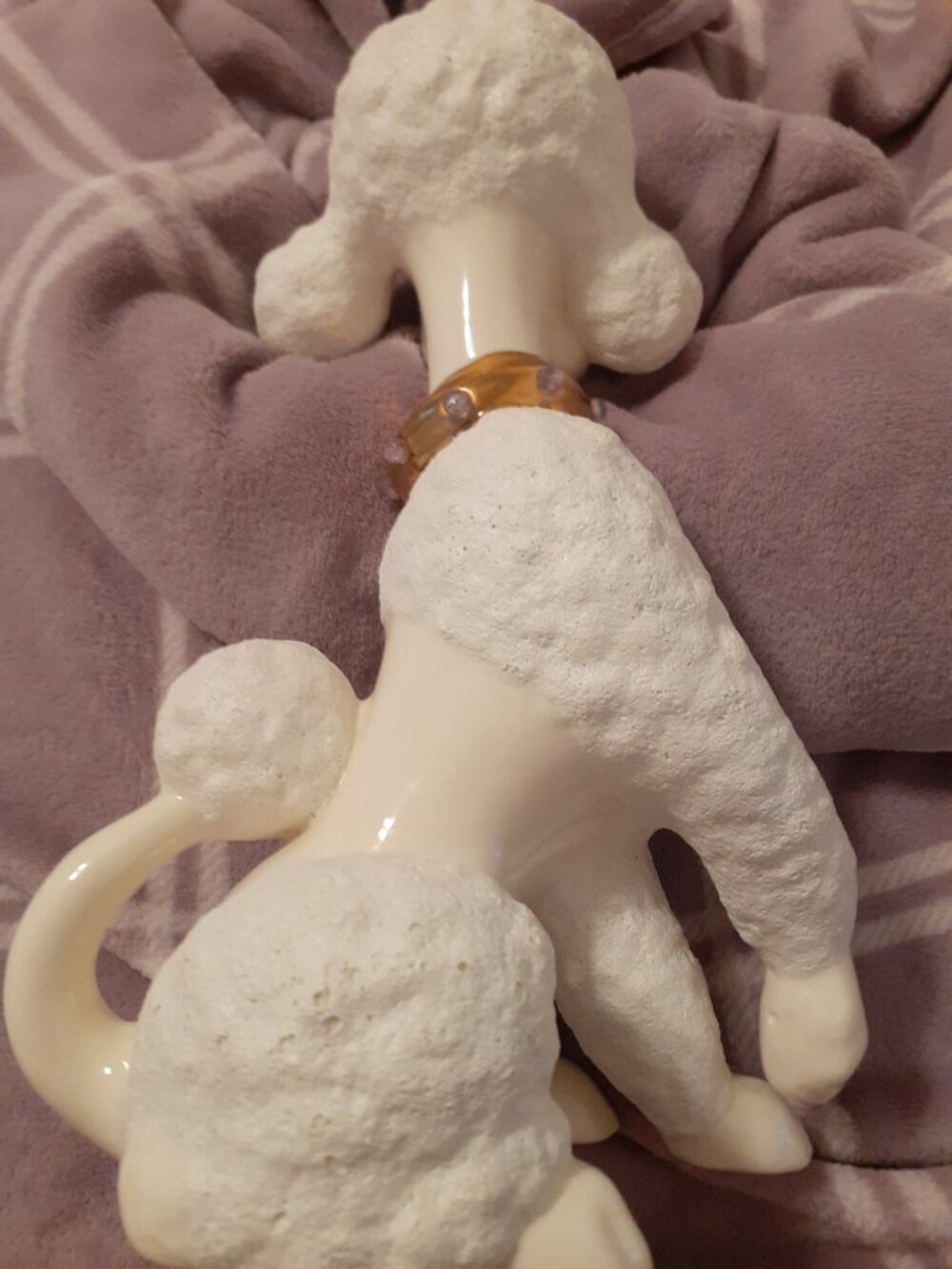 Vintage 1950s Ceramic Poodle Figurine 11 Inch Dog Statue, Rhinestone Collar, Mid - Picture 15 of 16